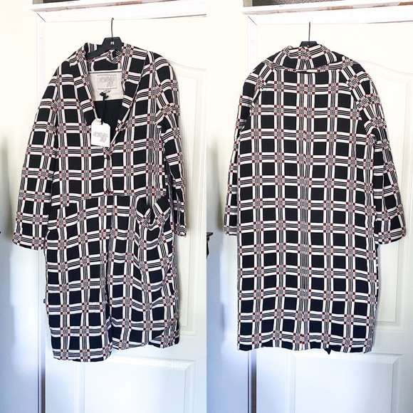 Ace & Jig Coat Storm Overcoat Quilted Single-Breasted Black Geo S NWT - Picture 2 of 13